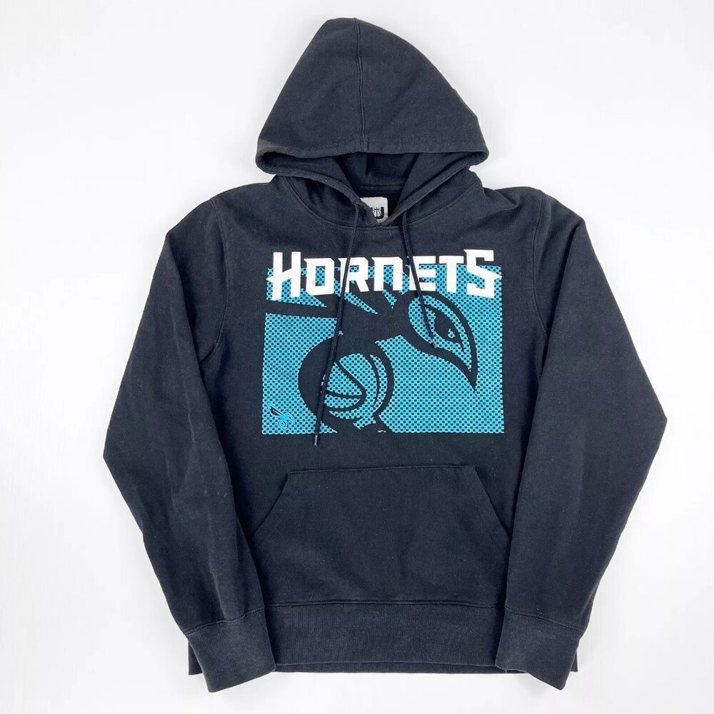 NBA Charlotte Hornets Black Checkerboard Logo Hooded Hoodie Jacket Top